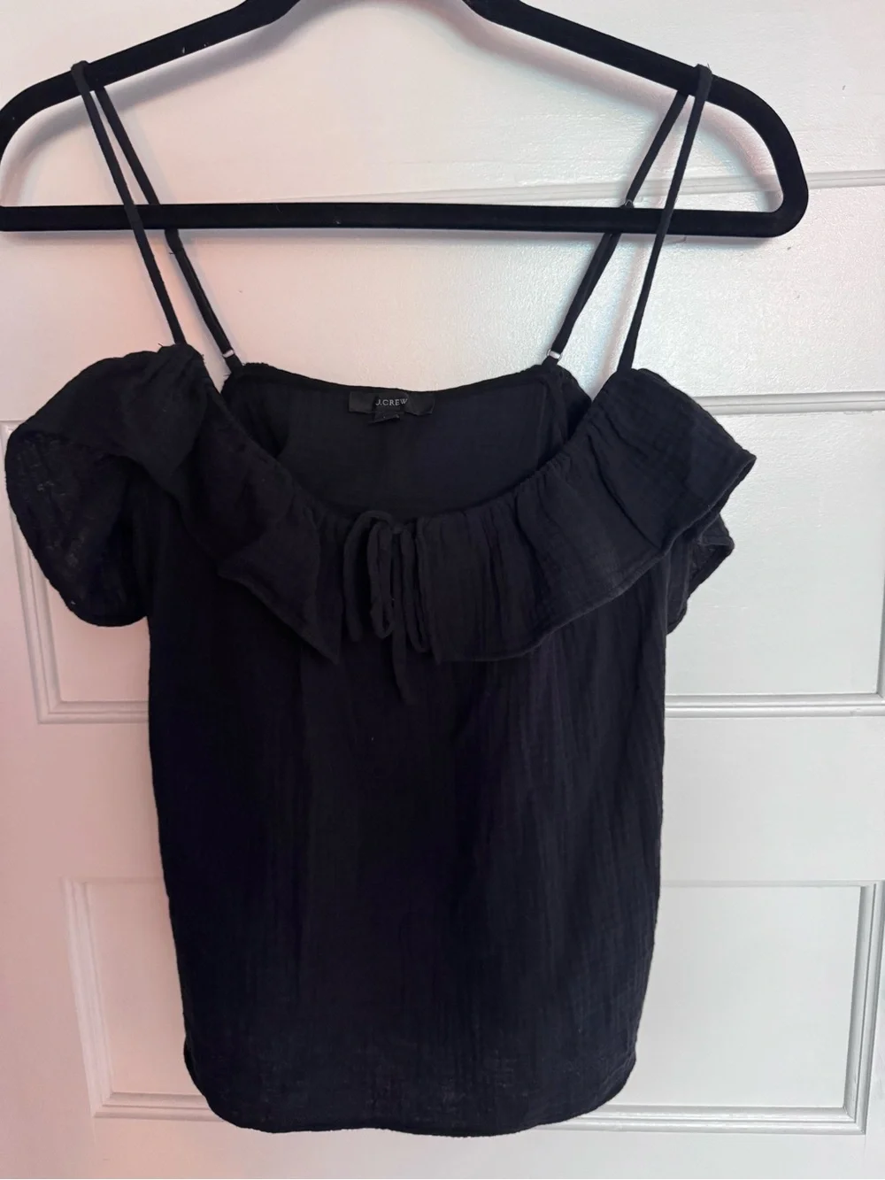 J. Crew Black Ruffle-Trim Double-Strap Camisole